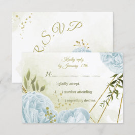 hübsche blaue Blumen grüne Blätter botanisch RSVP Karte