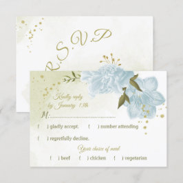 hübsche blaue Blumen grüne Blätter botanisch RSVP Karte