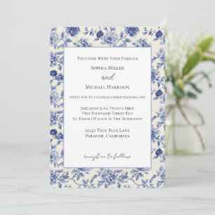 Hübsche blaue Blumen Hochzeit Einladung