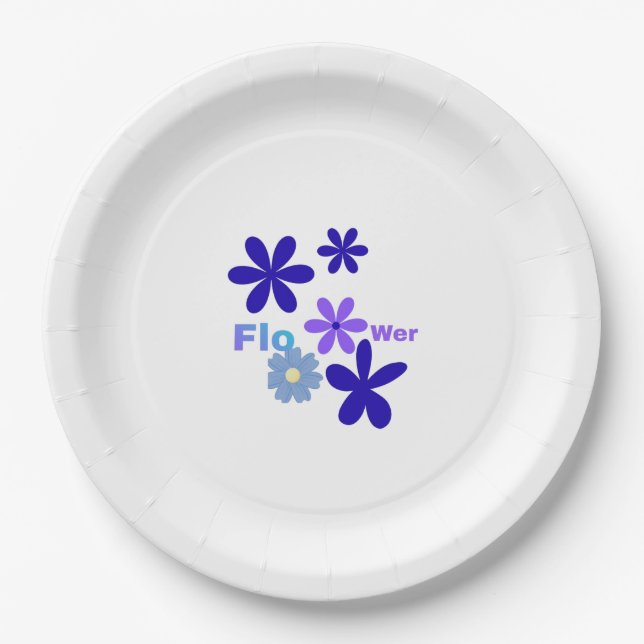 Hübsche blaue Blumen Papier Teller (Vorderseite)
