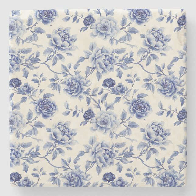 Hübsche blaue Blumen Steinuntersetzer (Vorderseite)