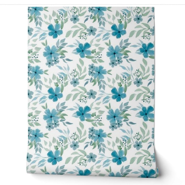 Hübsche blaue Blumen Tapete (Abrollen)