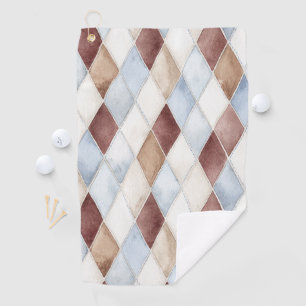 Hübsche Blaue Creme Beige Braun Diamanten   Golfhandtuch