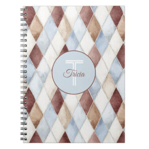 Hübsche Blaue Creme Beige Braun Diamanten Notizblock