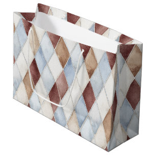 Hübsche Blaue Creme Beige Braune Diamanten Hochzei Große Geschenktüte