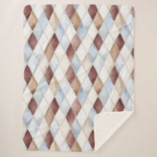 Hübsche Blaue Creme Beige Braune Diamanten Sherpadecke
