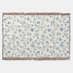 Hübsche Blaue Creme Blumen Decke