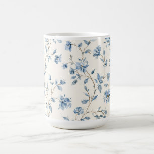 Hübsche Blaue Creme Blumen Kaffeetasse