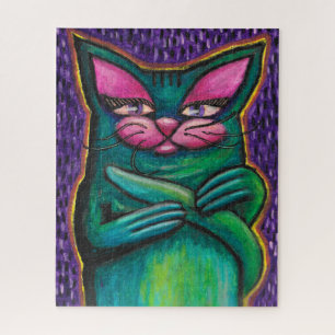 Hübsche blaue Katze in Ölgemälde Jigsaw Puzzle