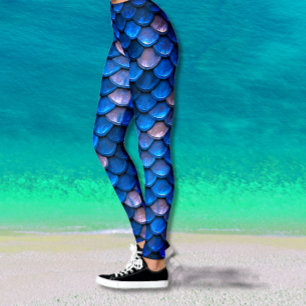 Hübsche blaue Meerjungfrau-Fisch-Skalen Leggings