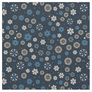 Hübsche Blaue Orangenweiße skandinavische Schneefl Stoff