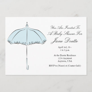 Hübsche blaue Parasol-Einladung zum Babyshower Einladung