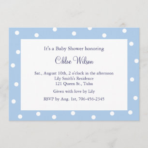 Hübsche blaue Polka-Punkte Einladung