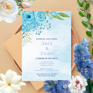 Hübsche blaue Rose Einladung Hochzeit