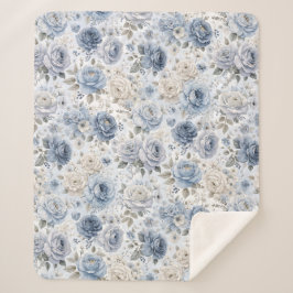 Hübsche Blaue Rose Floral Aquarell Sherpadecke
