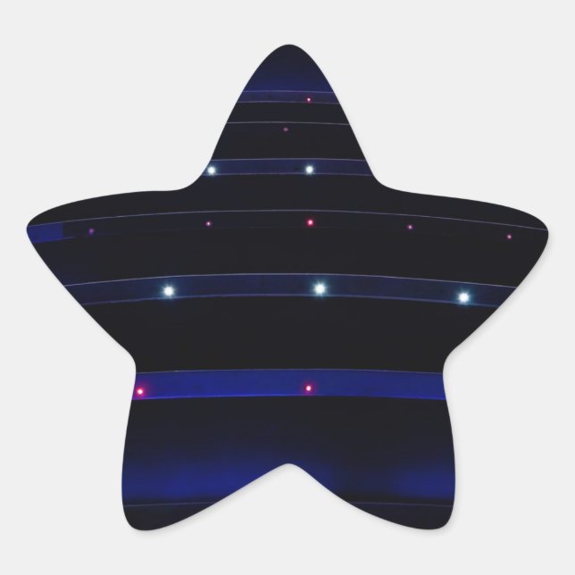 Hübsche blaue Streifen Stern-Aufkleber (Vorderseite)