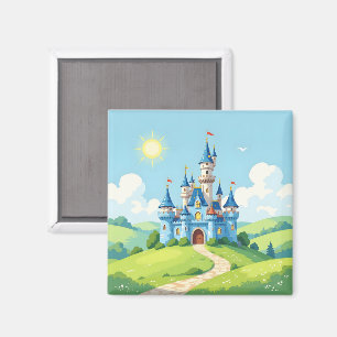 Hübsche blaue und weiße Burg Magnet