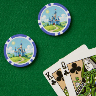Hübsche blaue und weiße Burg Pokerchips