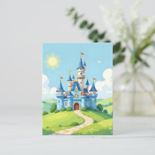 Hübsche blaue und weiße Burg Postkarte
