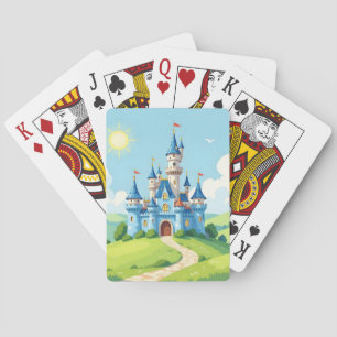 Hübsche blaue und weiße Burg Spielkarten