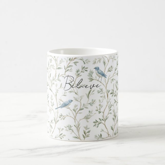 Hübsche Blaue Vögel Glauben  Kaffeetasse (Mittel)