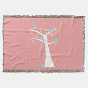 Hübsche Blaue Vögel Weiße Birke Rosa Decke