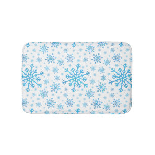 Hübsche Blaue Weihnachtsschneeflocken im Winter We Badematte