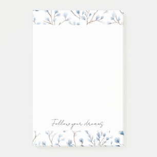 Hübsche blaue weiße Blumen Post-it Klebezettel