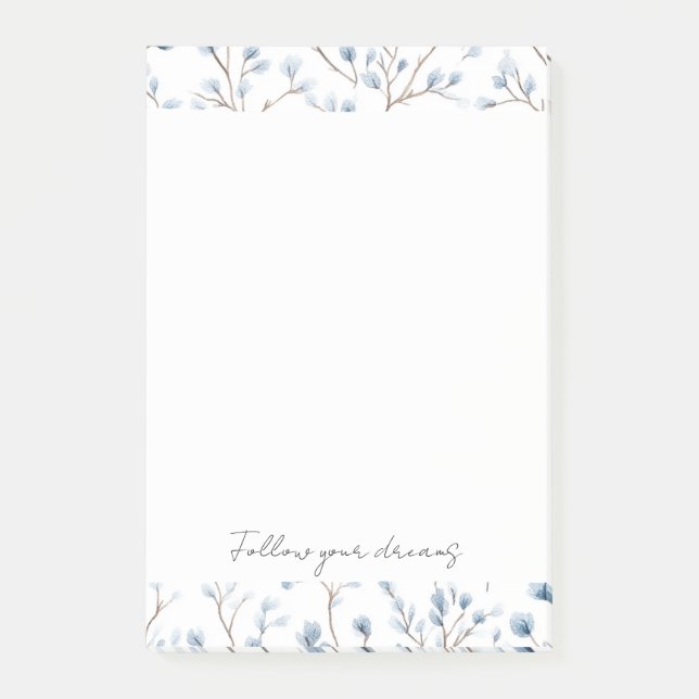 Hübsche blaue weiße Blumen Post-it Klebezettel (Vorderseite)
