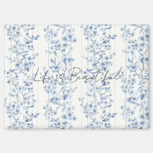 Hübsche blaue weiße Blumenstreifen Magnet