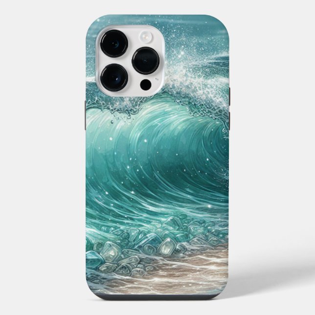 Hübsche Blaue Welle mit Glitzern iPhone 14 Pro Max Hülle (Rückseite)