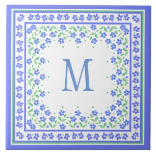 Hübsche blaugrüne Periwinkles Blumenquadrat Fliese