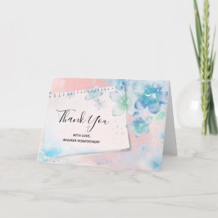 Hübsche Blautönen im rosa Hintergrund Vielen Dank Karte