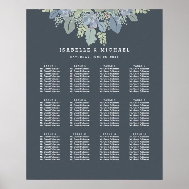 Hübsche Bloms Vintag Garden Hochzeitstabelle Poster (Vorne)