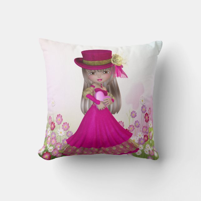 Hübsche blonde Prinzessin Girl Holding ein Kissen (Vorderseite)