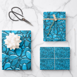 Hübsche Blue Cluster-Blume Abstrakt Geschenkpapier Set