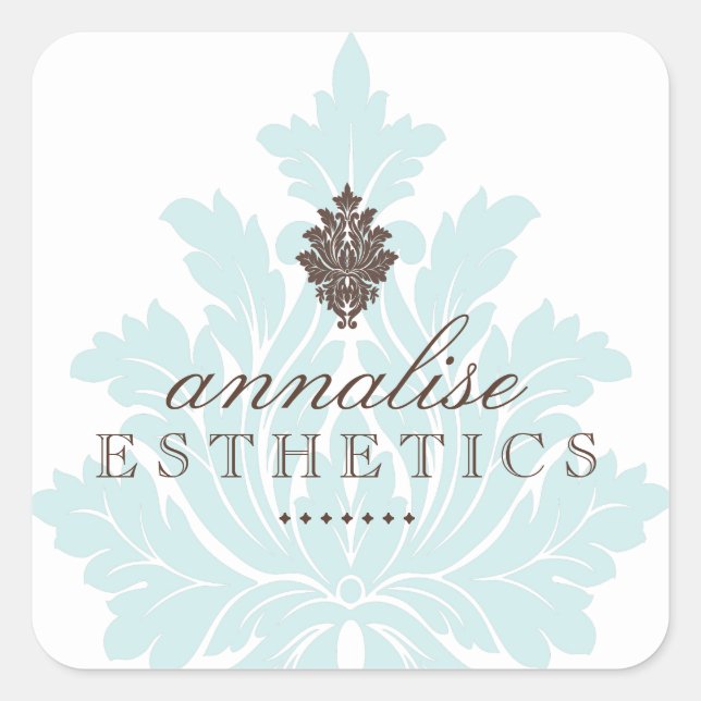 Hübsche Blue Damask Stickers (Vorderseite)