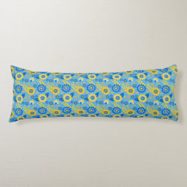 HÜBSCHE BLUE & YELLOW BLUMEN & GELBE PATTER SEITENSCHLÄFERKISSEN