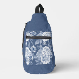 HÜBSCHE BLUME AUS BLAU UND WEISS CROSSBODY BAG