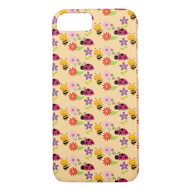 Hübsche Blume Bienen und Ladybug Muster Case-Mate iPhone Hülle (Rückseite)