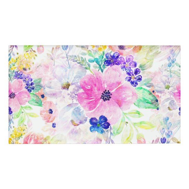 Hübsche Blume Boho Floral Watercolor Design Namenschild (Vorderseite)
