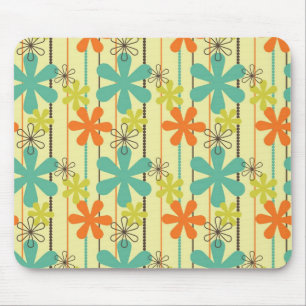 Hübsche Blume bördelt Kunst blaues orange grüne Mousepad