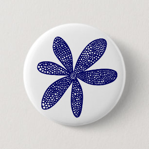 Hübsche Blume - Deep Navy auf Weiß Button