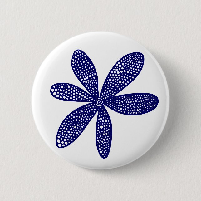 Hübsche Blume - Deep Navy auf Weiß Button (Vorderseite)