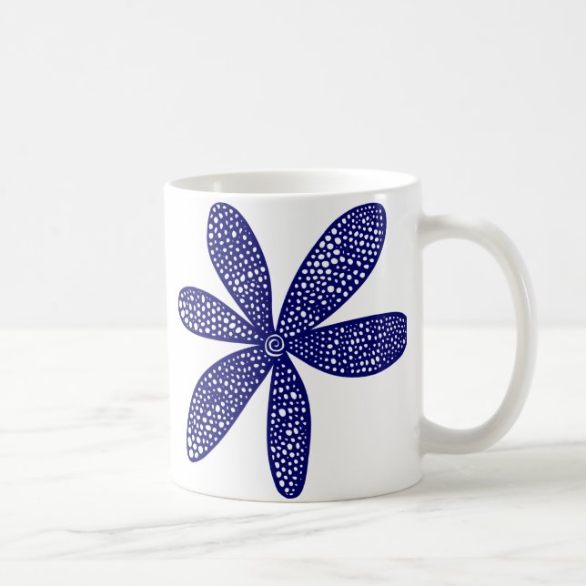 Hübsche Blume - Deep Navy Blue Kaffeetasse (Rechts)