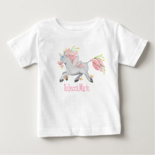 Hübsche Blume Einhorn mit Orchideen Baby T-shirt