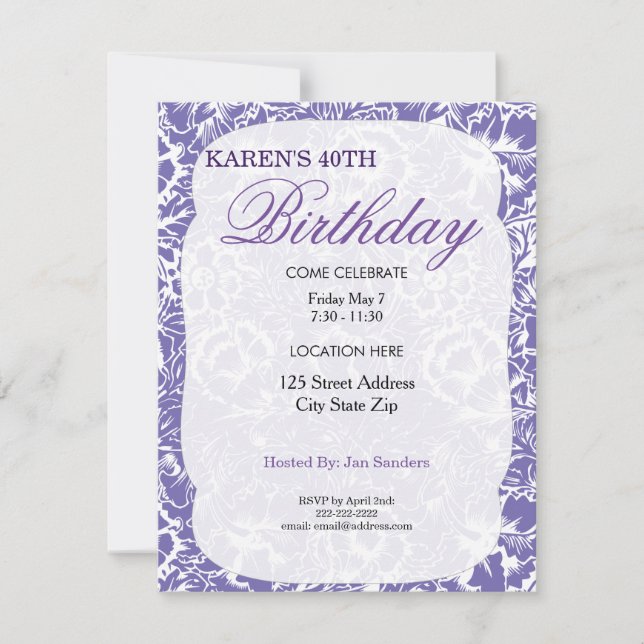 Hübsche Blume Einladungen zur Geburtstagspartei (Vorderseite)