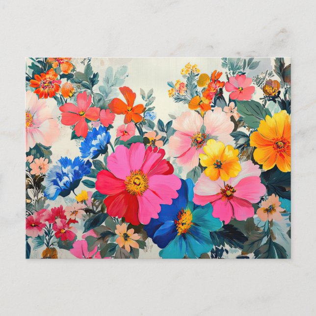 Hübsche Blume farbenfrohe Blumenmuster Schöne Auss Postkarte (Vorderseite)