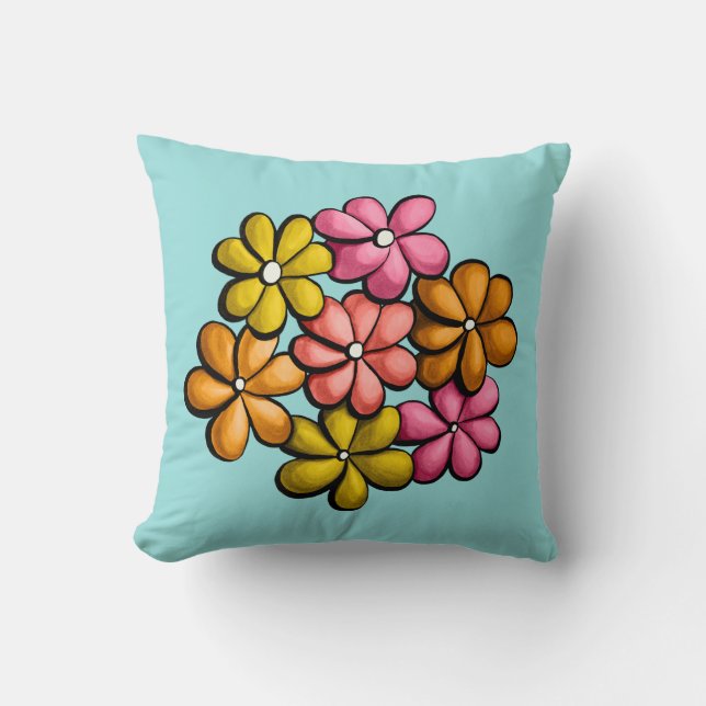Hübsche Blume farbenfrohe Girls Kissen (Vorderseite)