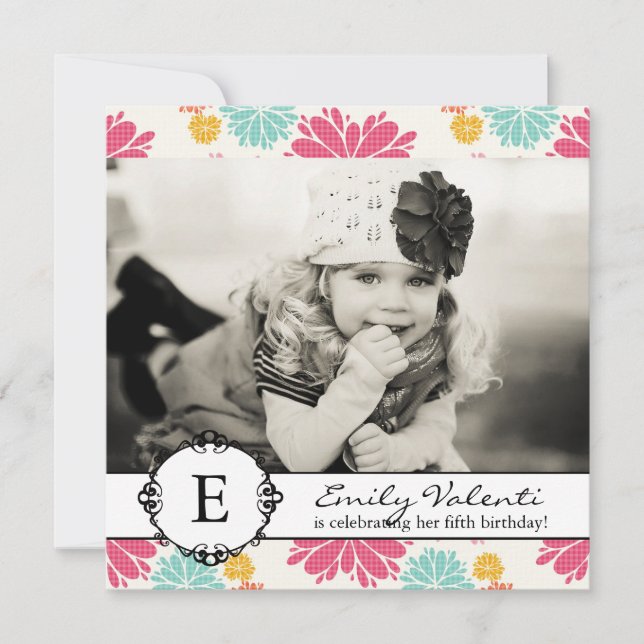 Hübsche Blume Foto Geburtstagspartei Einladung (Vorderseite)
